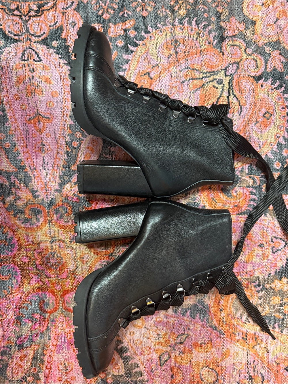 SCHUTZ Black Lace-Up Platform Ankle Boots